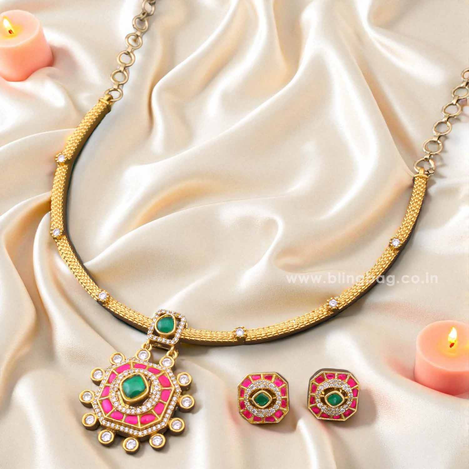 Multicolor Agata Hasli Antique Jewellery Set - New Arrival - Image 2