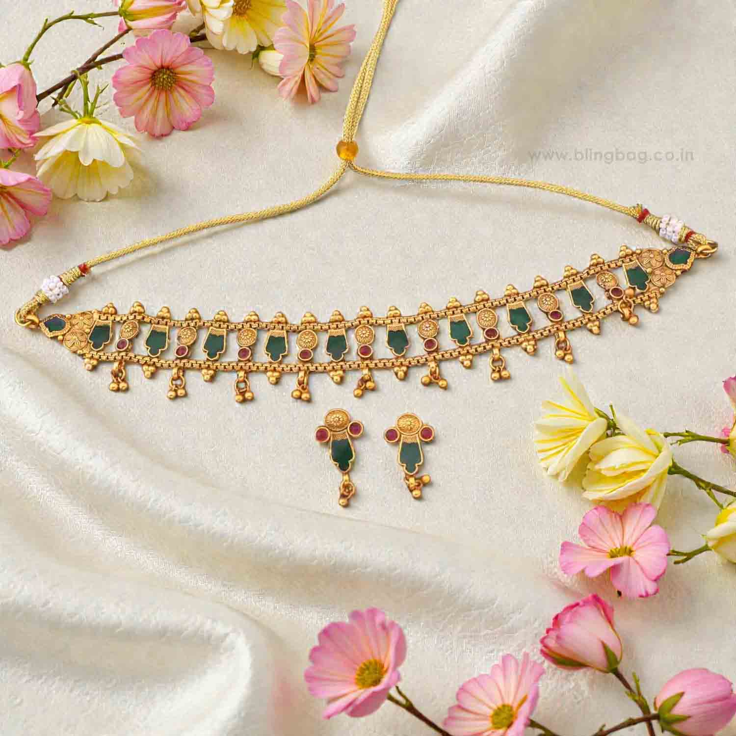 Multicolor Ahlam Antique Jewellery Set - New Arrival - Image 2