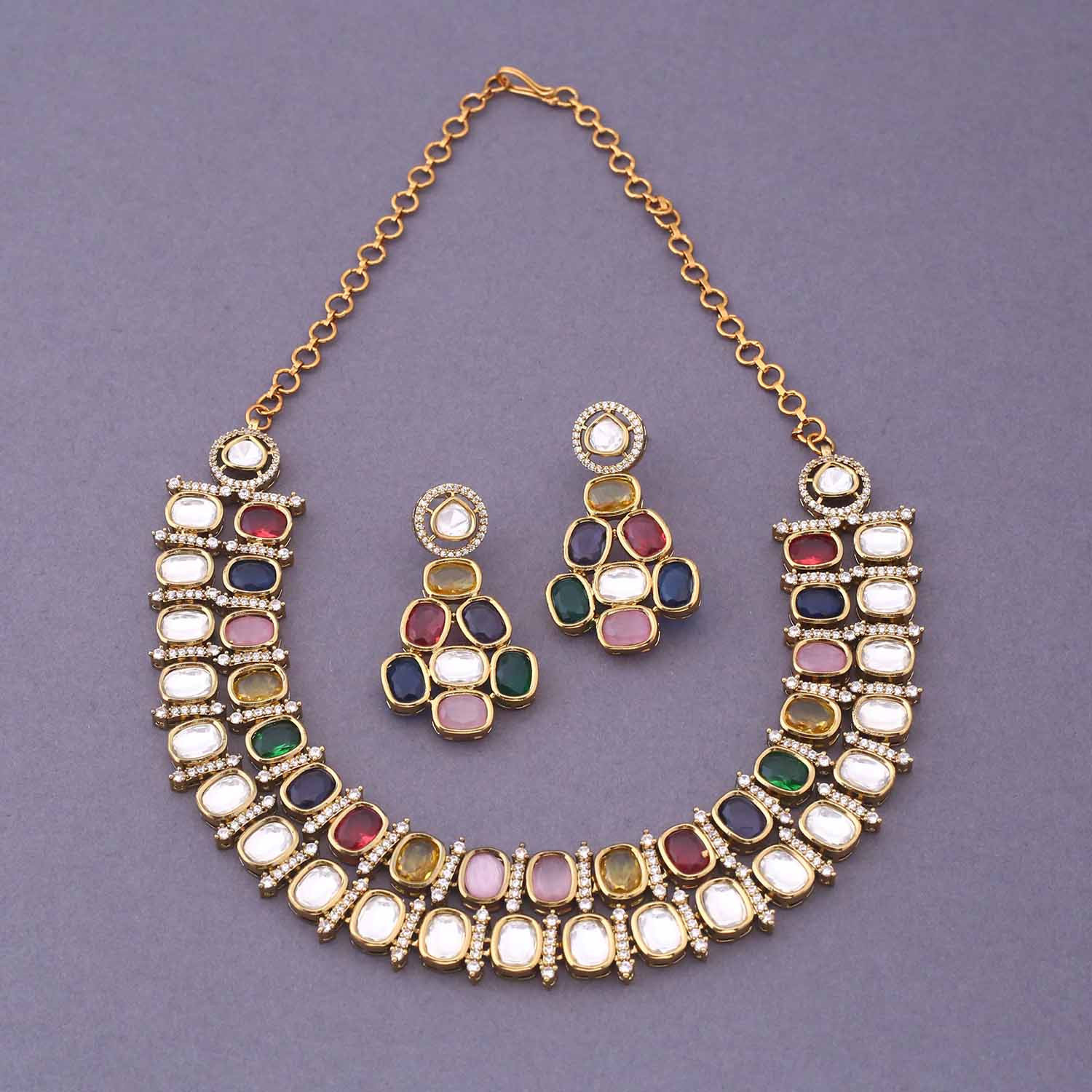Multicolor Aizza Victorian Jewellery Set - New Arrival - Image 4