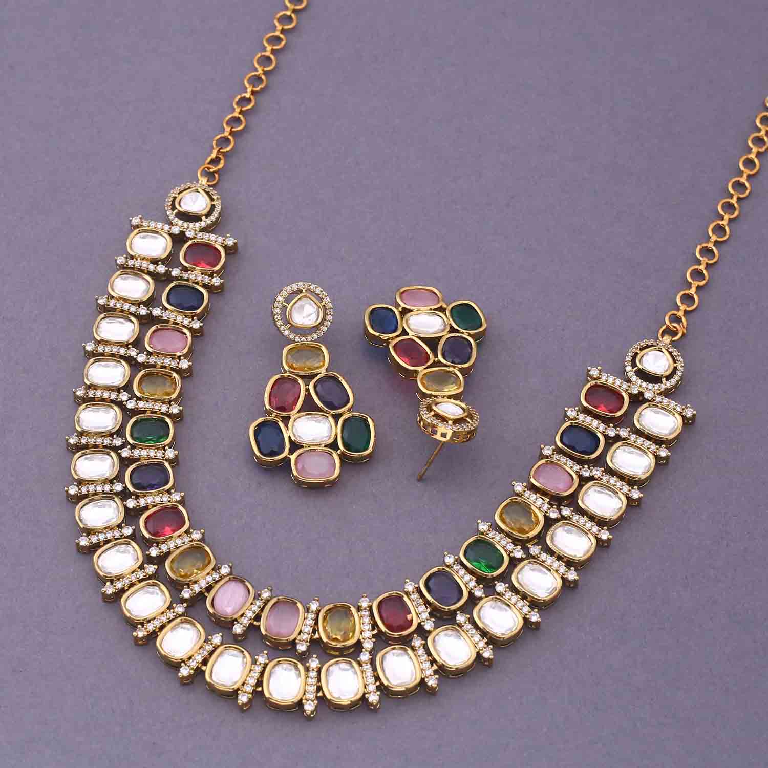 Multicolor Aizza Victorian Jewellery Set - New Arrival - Image 5