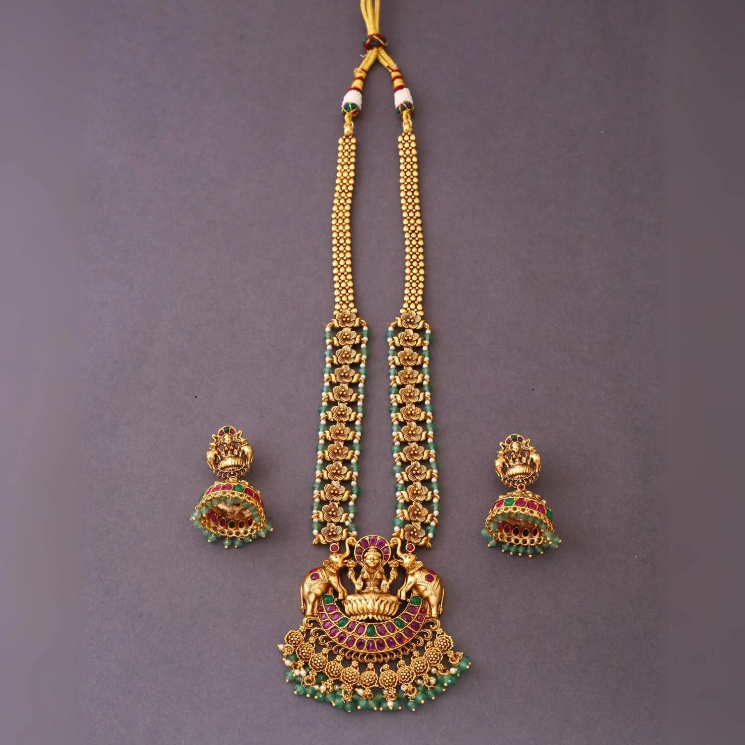 Multicolor Alakshmi Temple Jewellery Set- New Arrival - Image 3