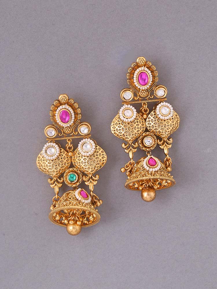 Multicolor Amayra Temple Jhumkis - EOSS - Image 2
