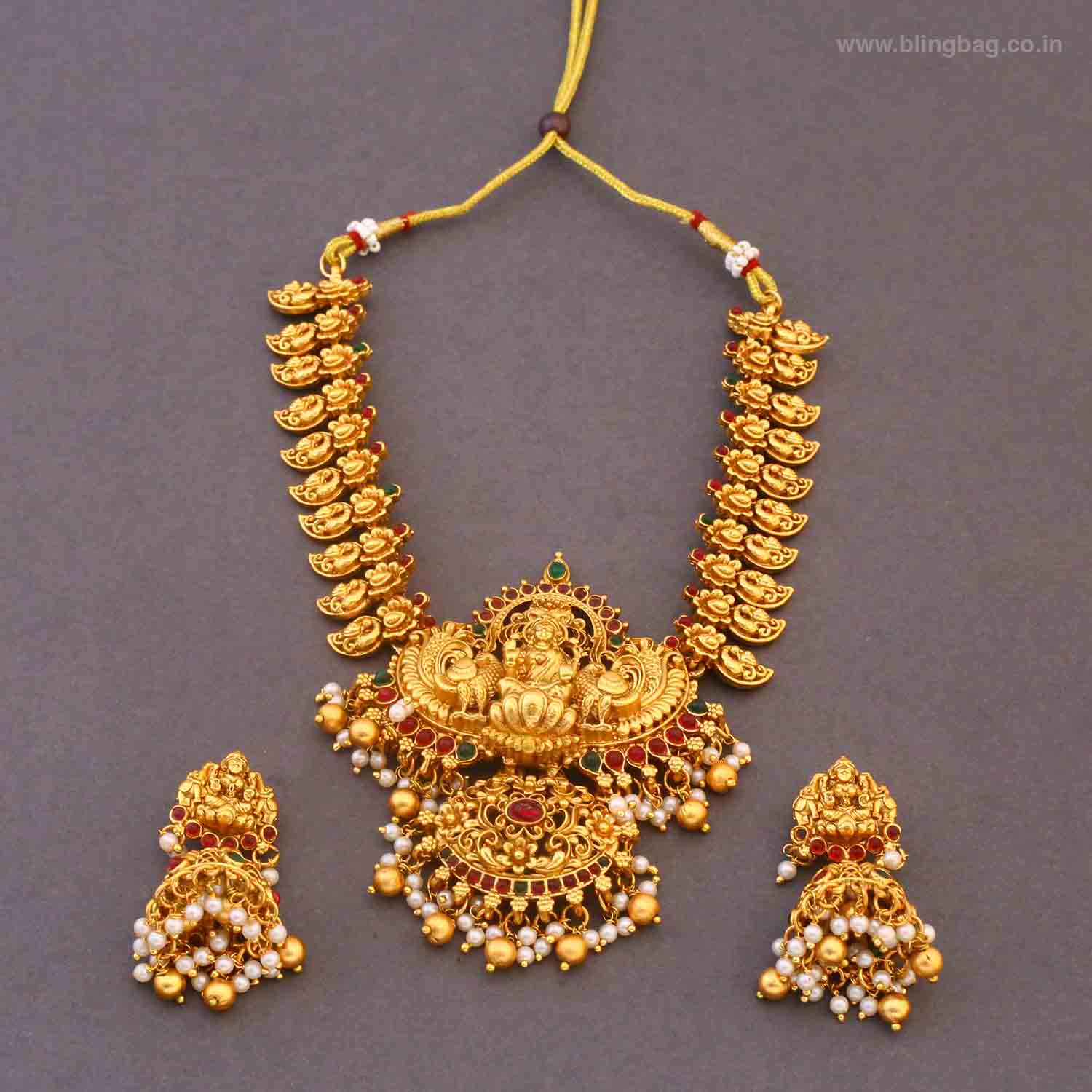 Multicolor Ambalikaa Bridal Temple Jewellery Set - New Arrival - Image 2