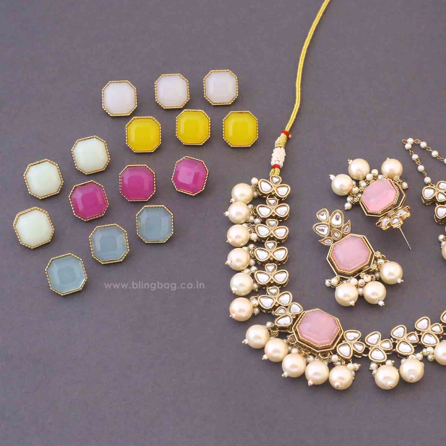 Multicolor Avnishi Kundan Jewellery Set - Image 5