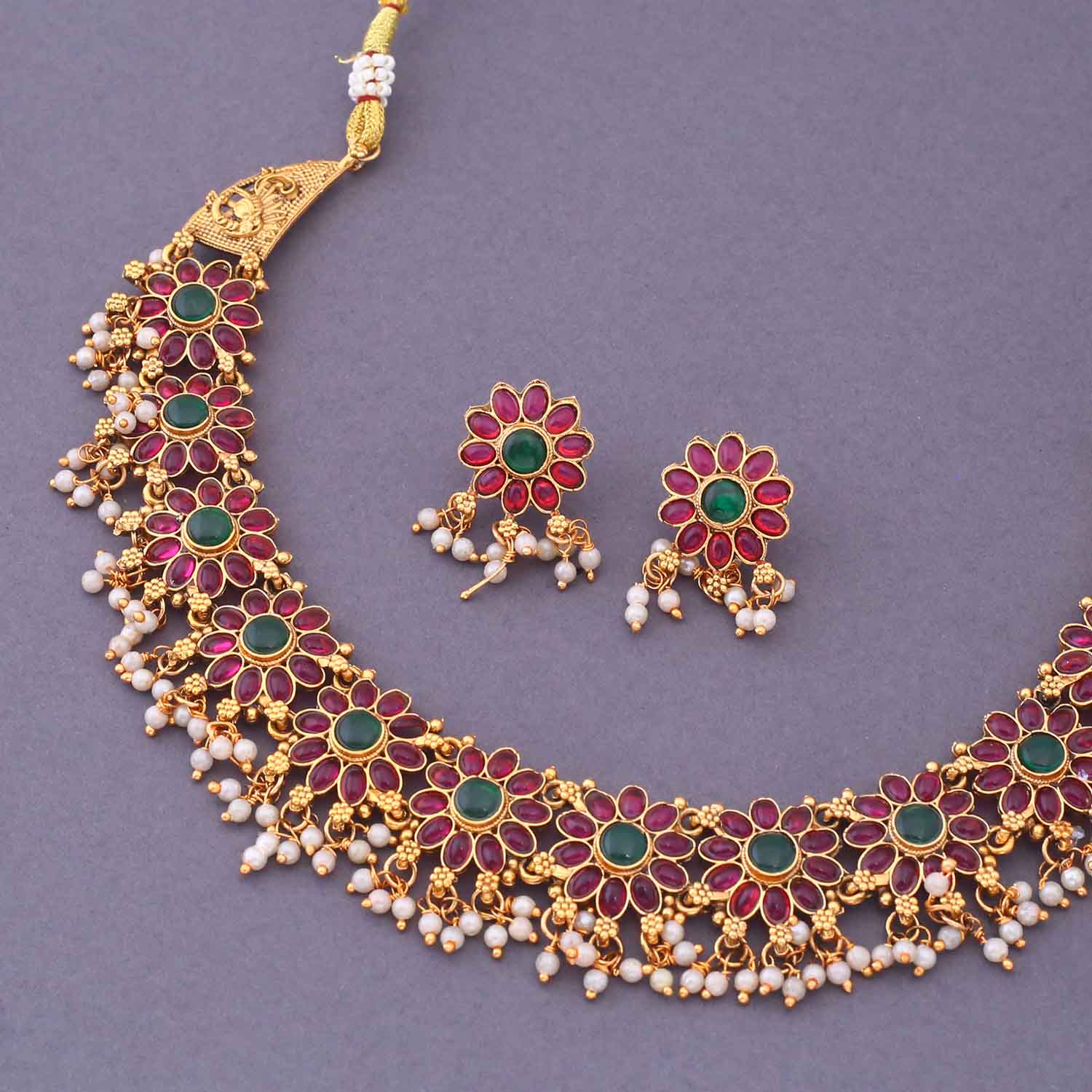 Multicolor Bahiravi Antique Jewellery Set - New Arrival - Image 4