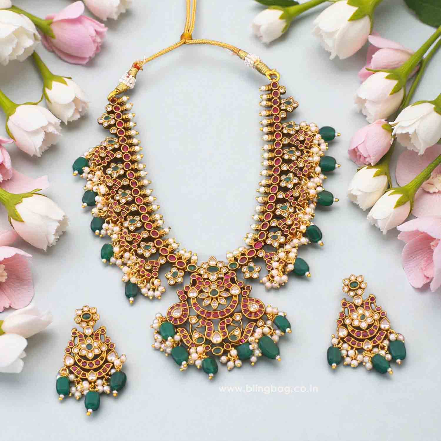 Multicolor Barkha Antique Jewellery Set - New Arrival