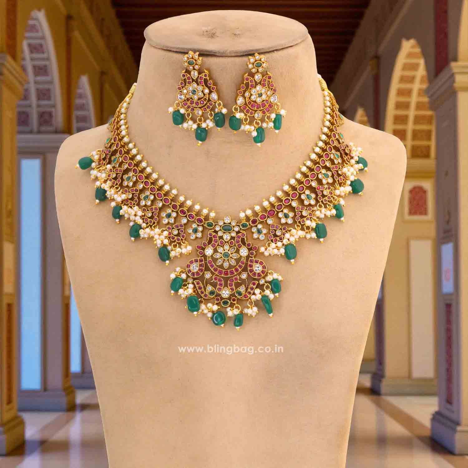 Multicolor Barkha Antique Jewellery Set - New Arrival - Image 2
