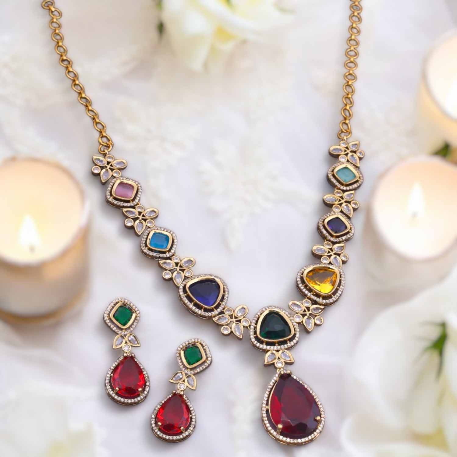 Multicolor Bettina Victorian Jewellery Set - New Arrival - Image 2
