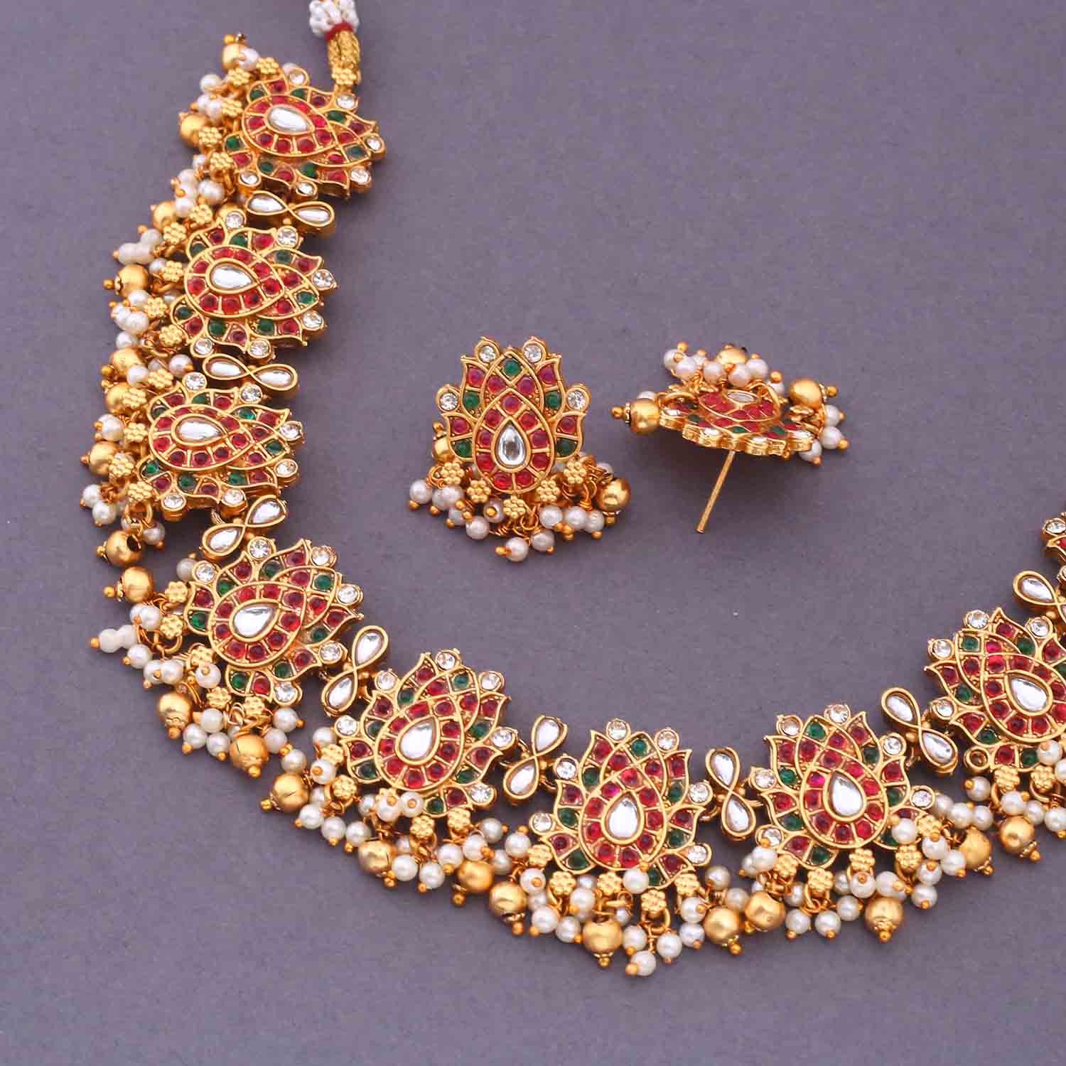Multicolor Biapasha Antique Jewellery Set - New Arrival - Image 4