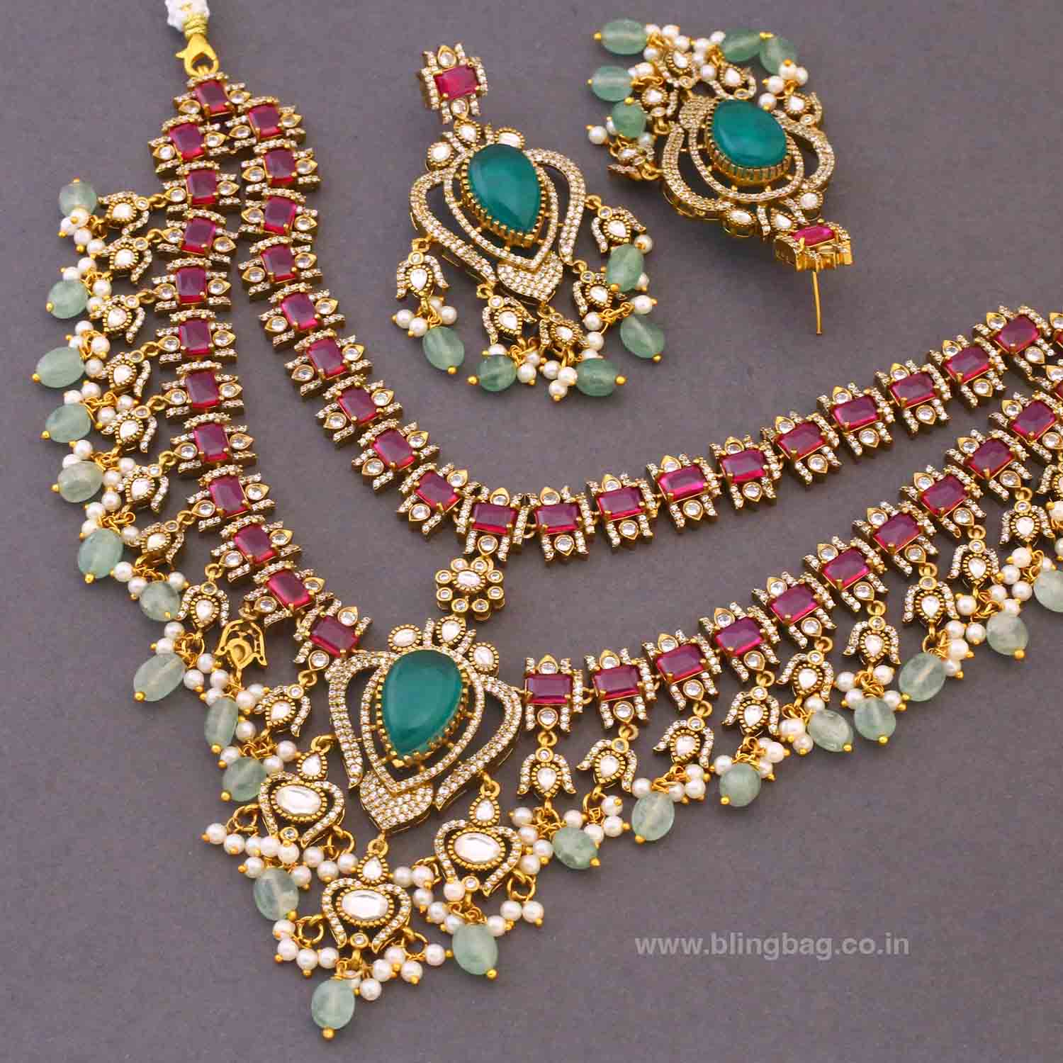 Multicolor Celinea Victorian Jewellery Set- New Arrivals - Image 5