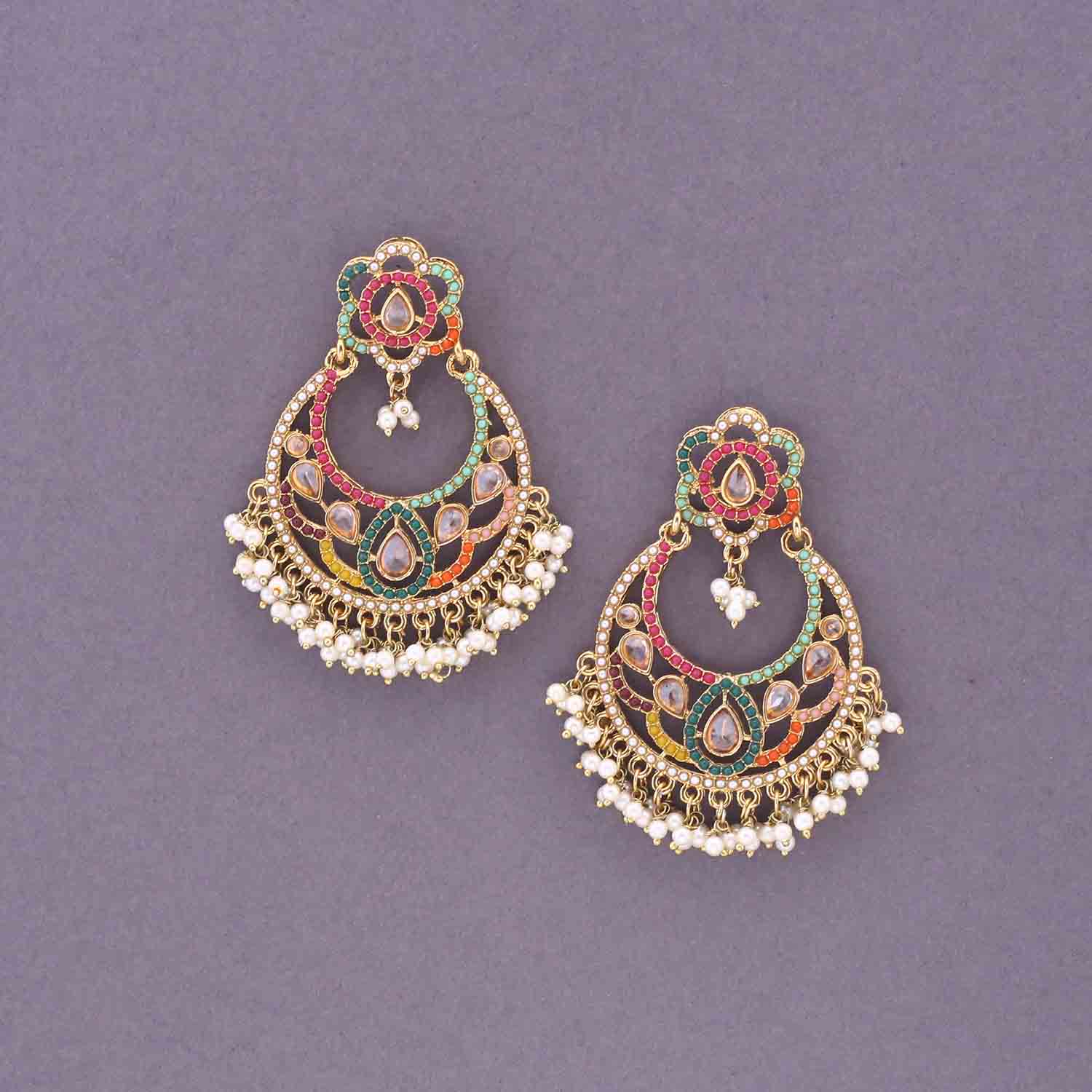 Multicolor Chaandni Punjabi Chandbalis - Image 2
