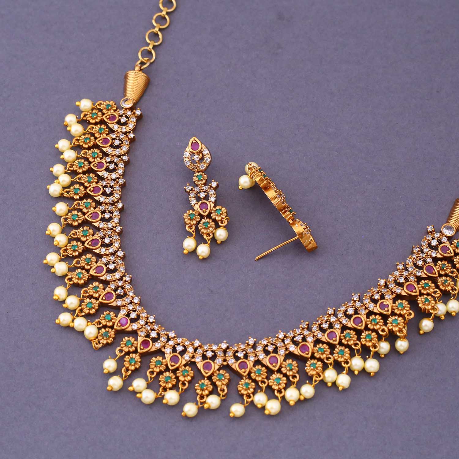 Multicolor Chitkala Antique Jewellery Set - New Arrival - Image 4