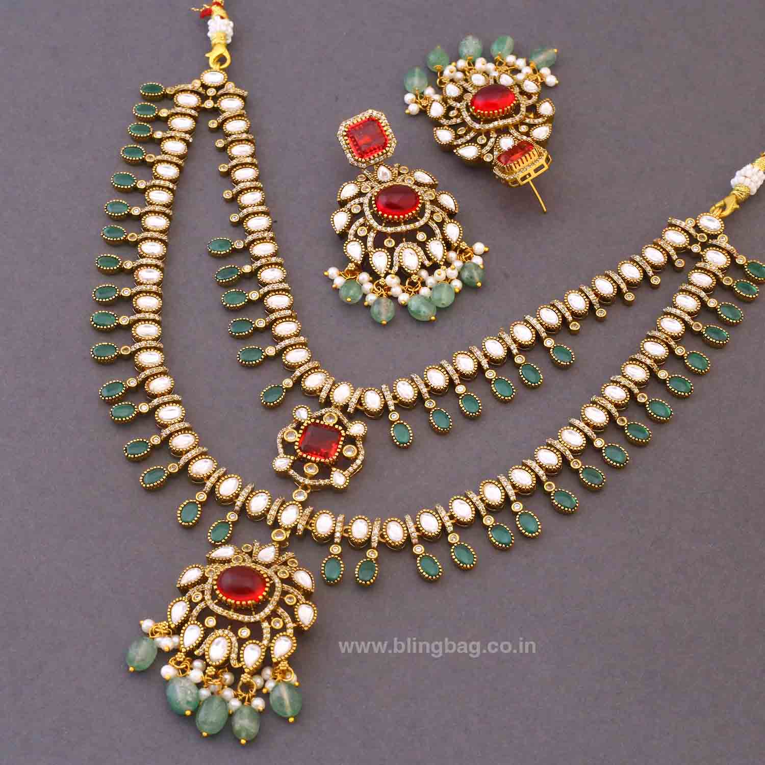 Multicolor Chloeia Victorian Jewellery Set- New Arrivals - Image 5