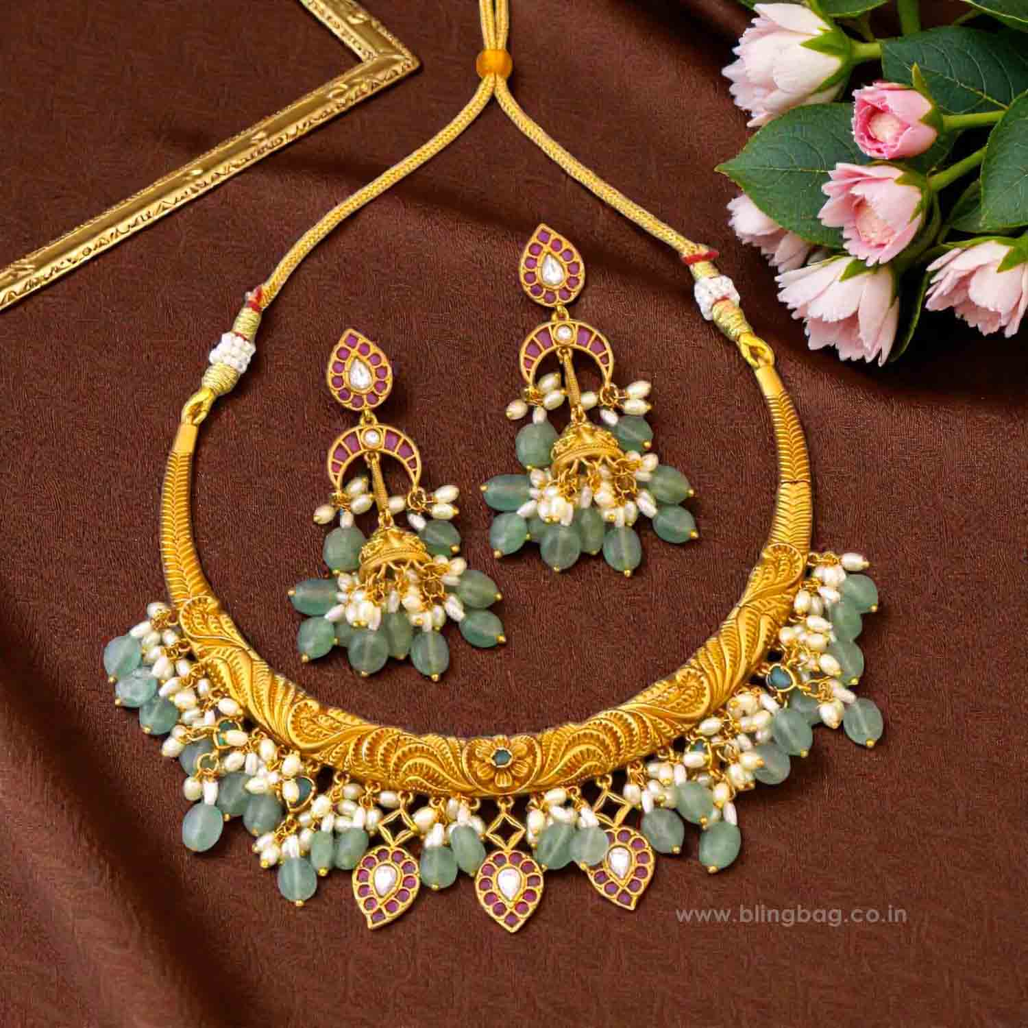 Multicolor Clarora Hasli Antique Jewellery Set - New Arrival - Image 2