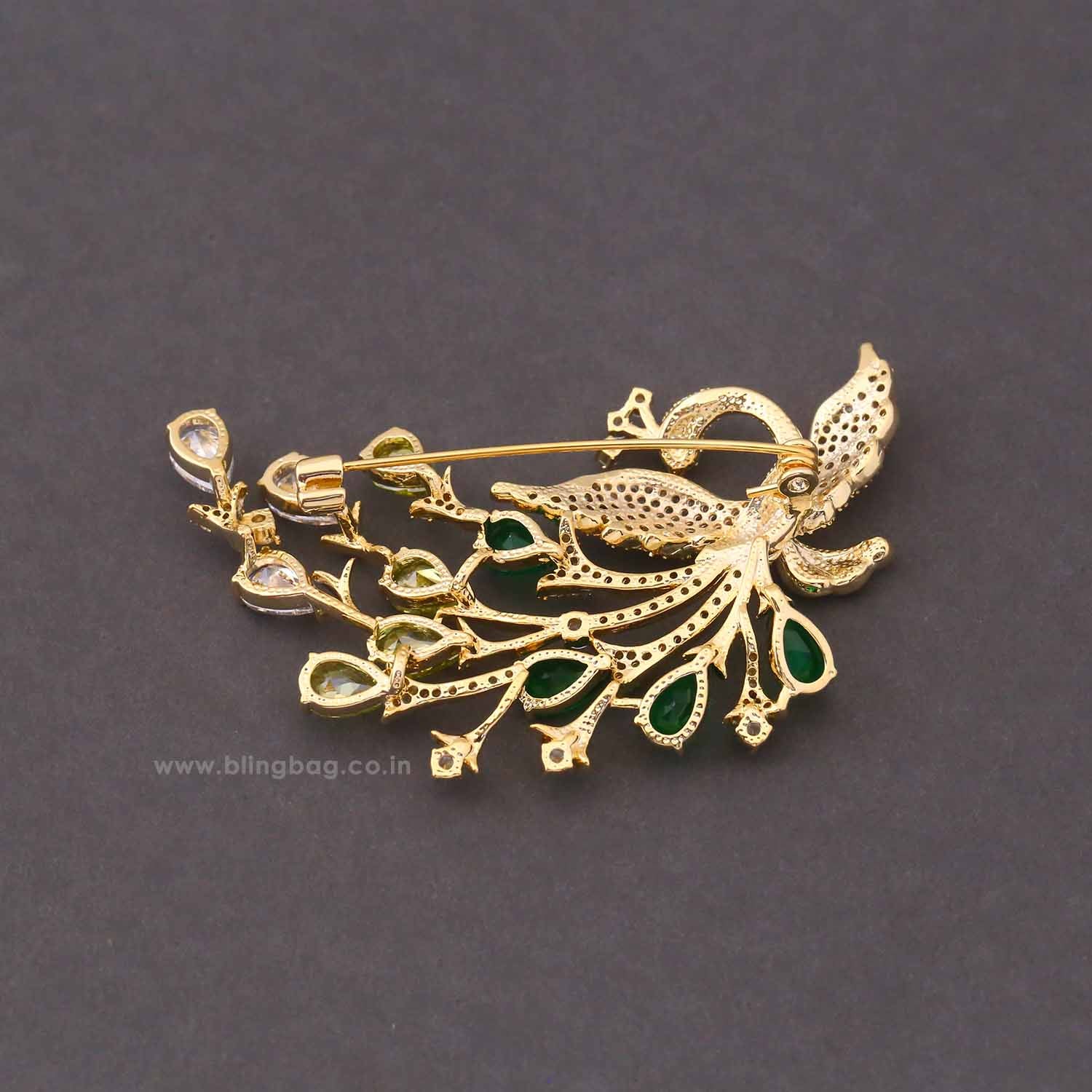 Multicolor Crystal Peacock Brooch - Image 5