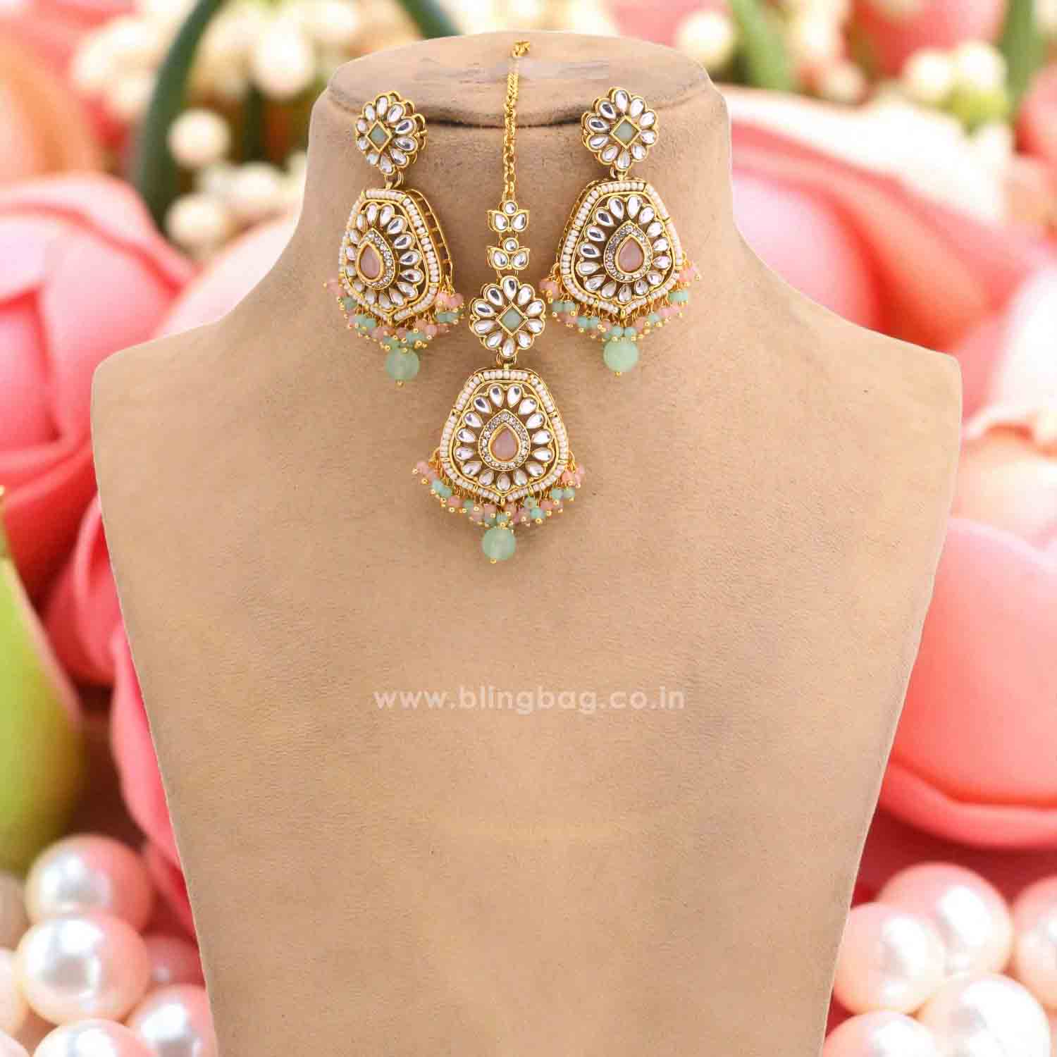 Multicolor Dakshina Kundan Jewellery Set - Image 4