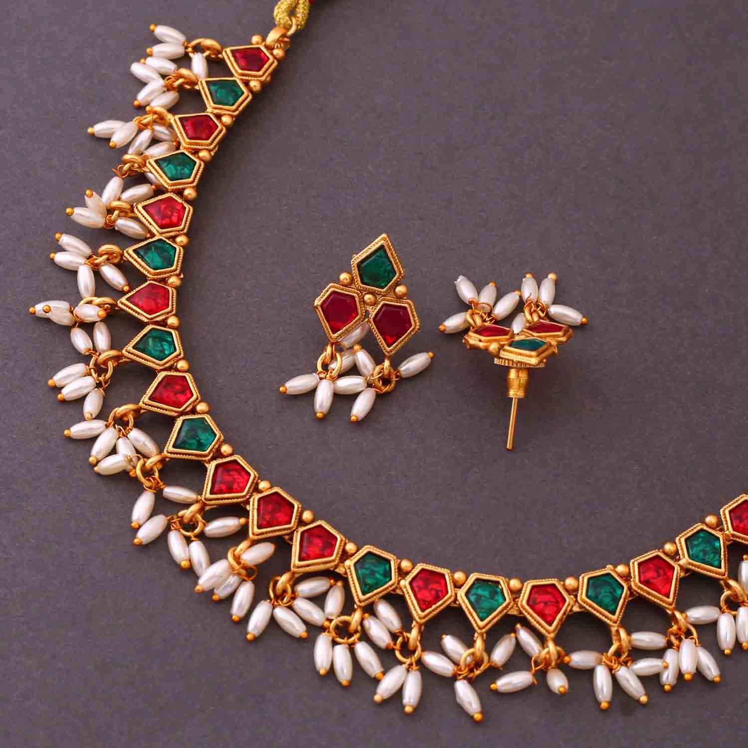 Multicolor Darpana Antique Jewellery Set - New Arrival - Image 4