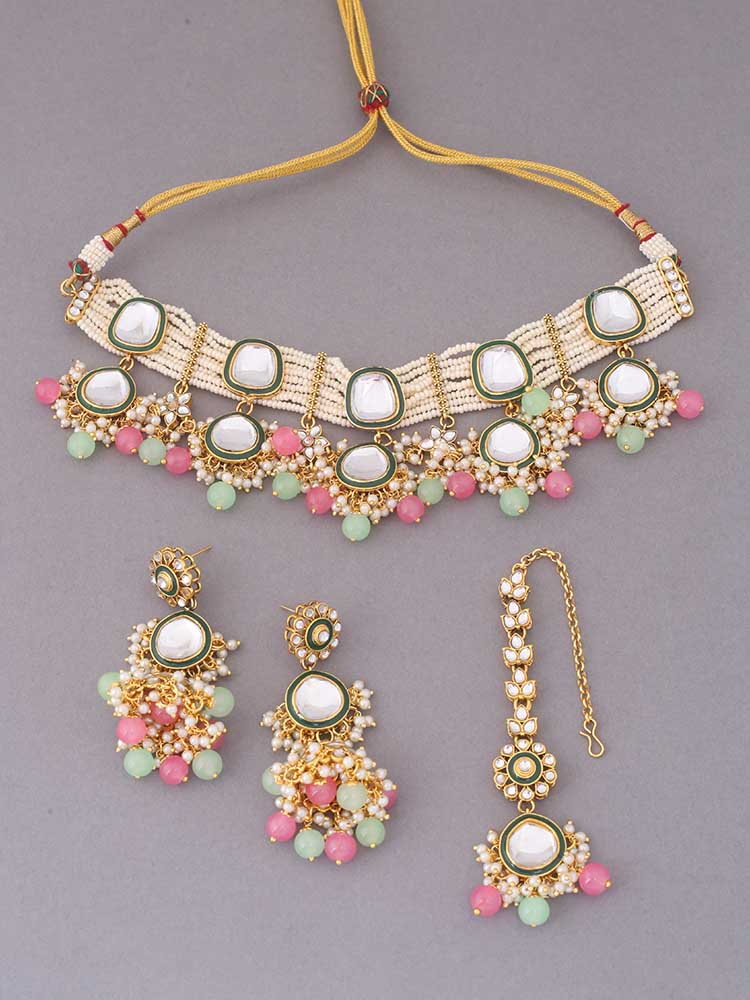 Multicolor Deepti Kundan Jewellery Set - Image 4