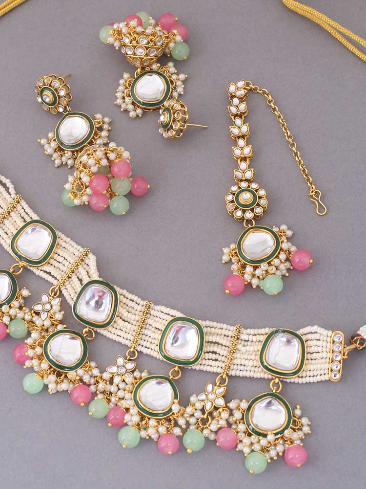 Multicolor Deepti Kundan Jewellery Set - Image 5