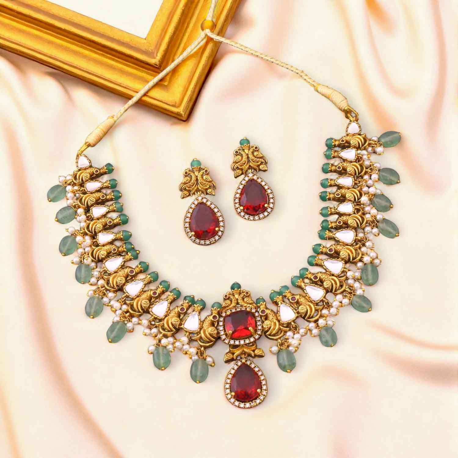 Multicolor Deesha Antique Jewellery Set - New Arrival - Image 2