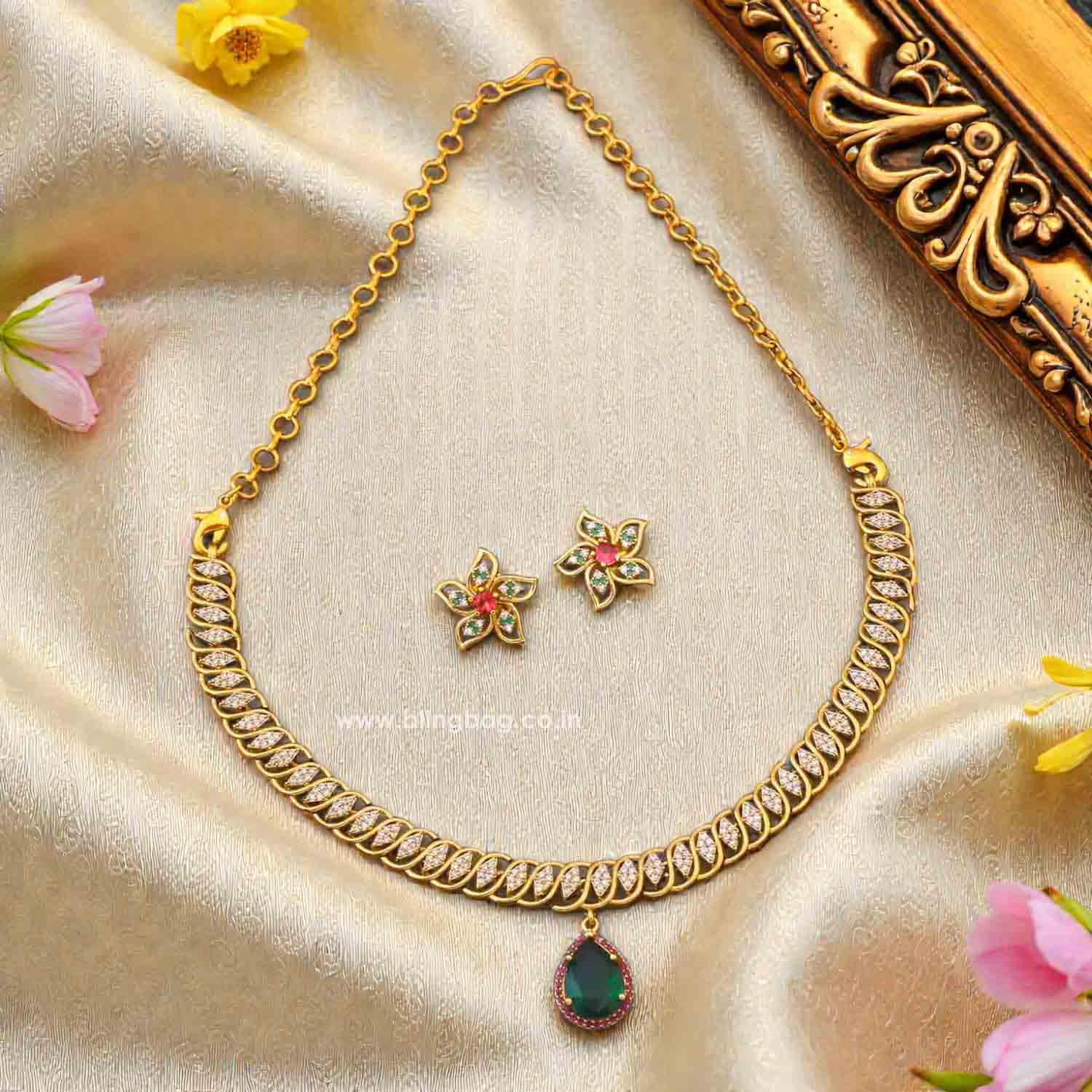 Multicolor Delphara Hasli Victorian Jewellery Set - New Arrival - Image 2