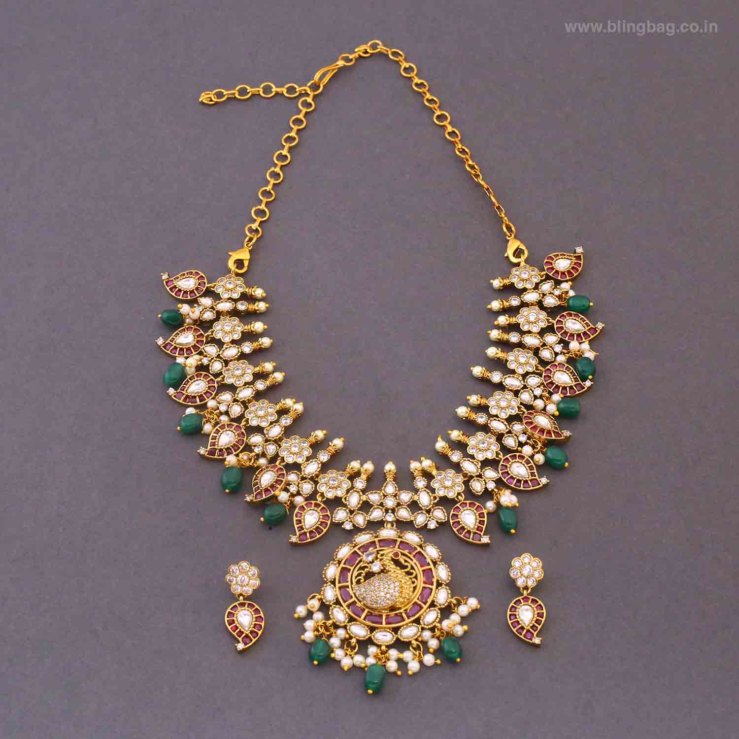 Multicolor Divija Antique Jewellery Set - New Arrival - Image 3
