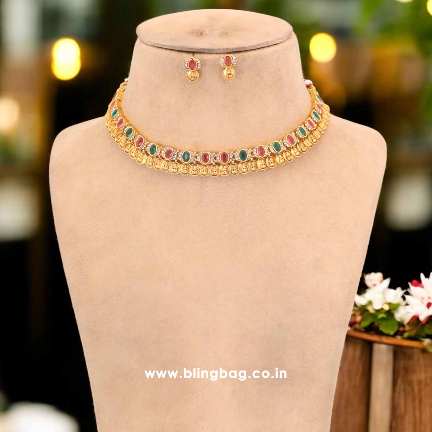 Multicolor Divya Temple Jewellery Set - New Arrival - Image 2