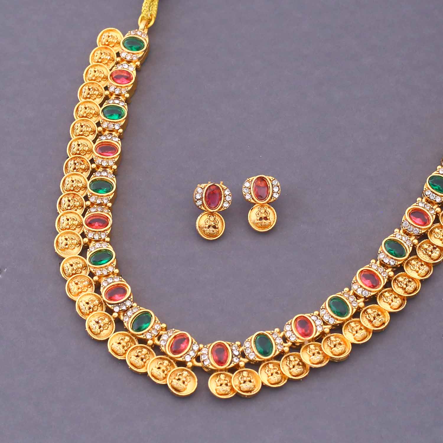 Multicolor Divya Temple Jewellery Set - New Arrival - Image 4