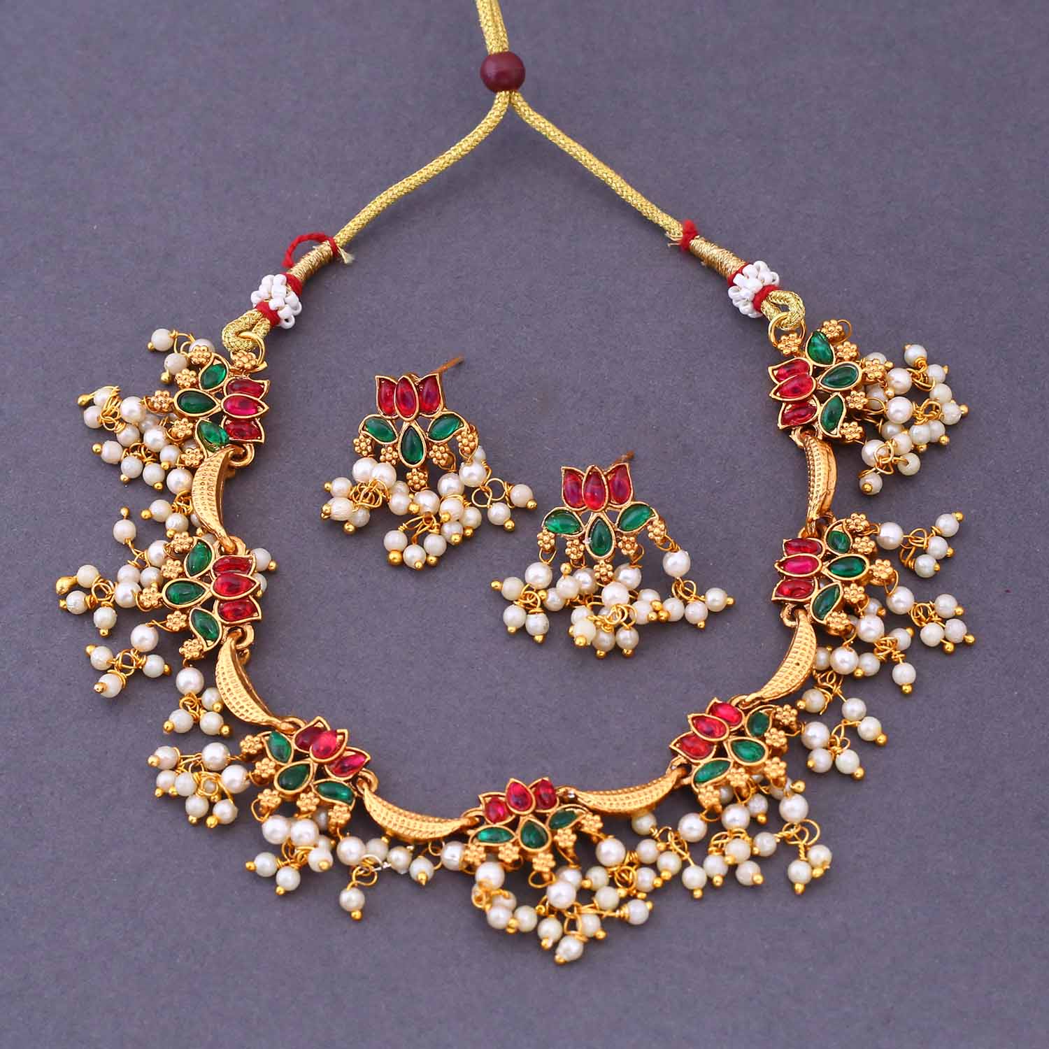 Multicolor Ekroop Antique Jewellery Set - New Arrival - Image 3