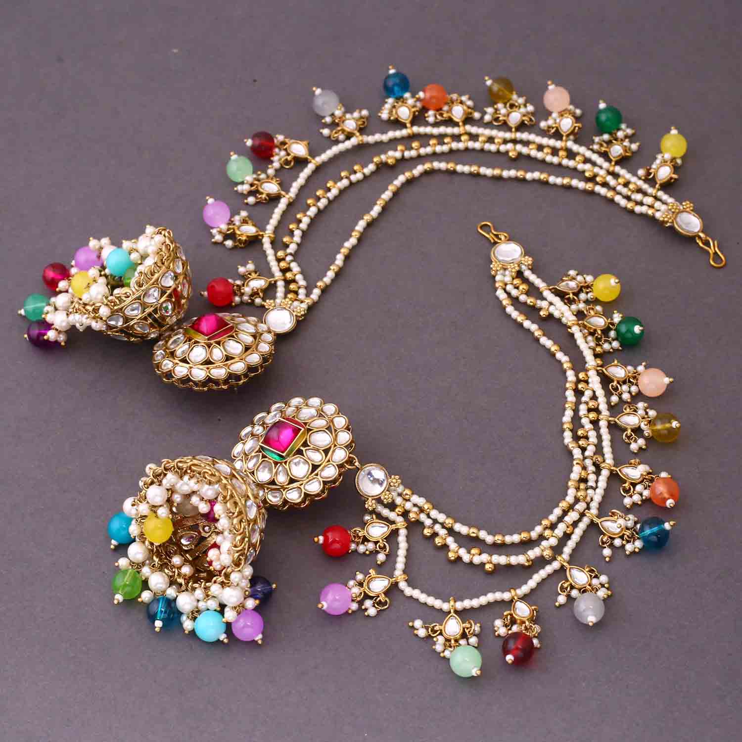 Multicolor Ekshika Sahara Jhumkis - Image 3