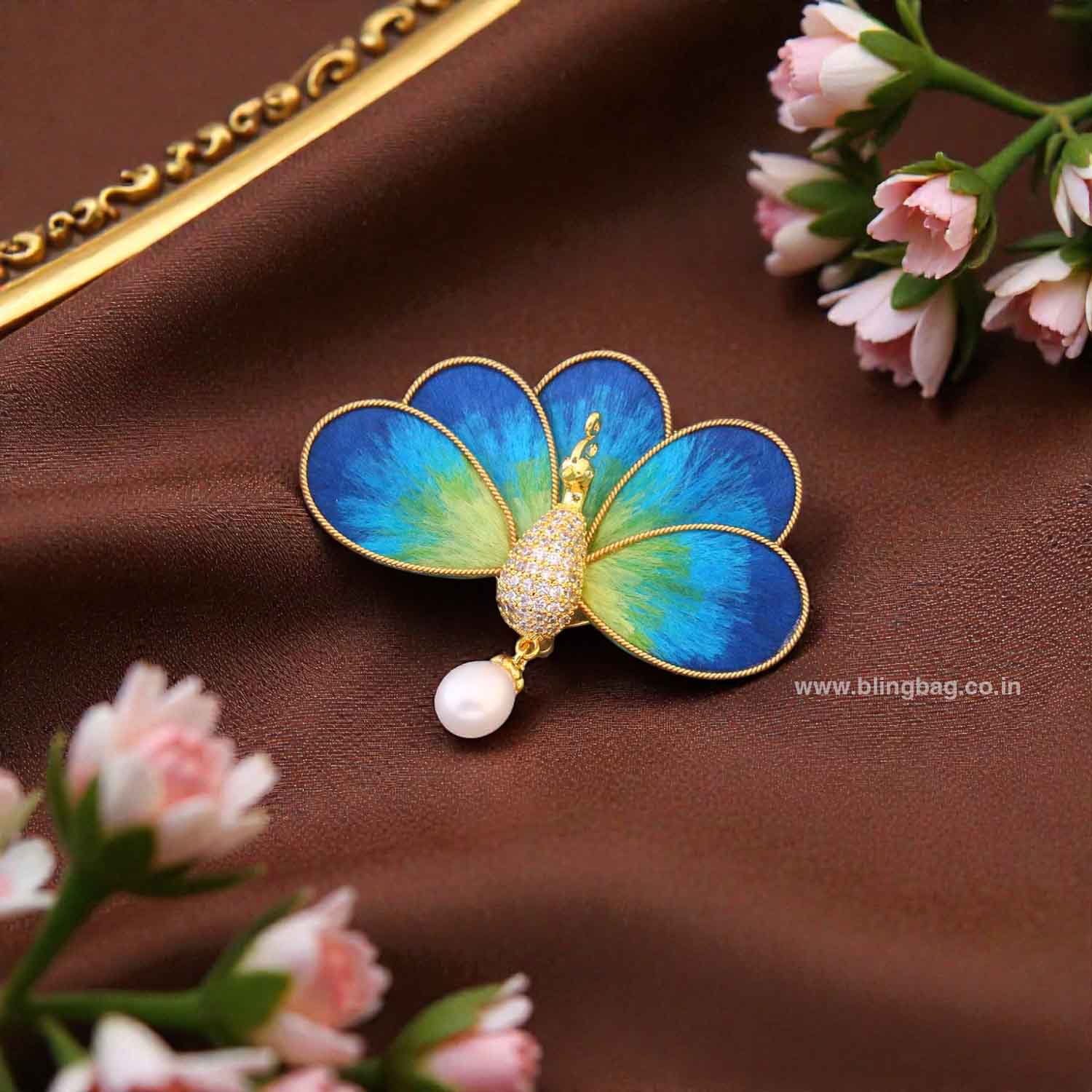 Multicolor Elegant Peacock Brooch - Image 2