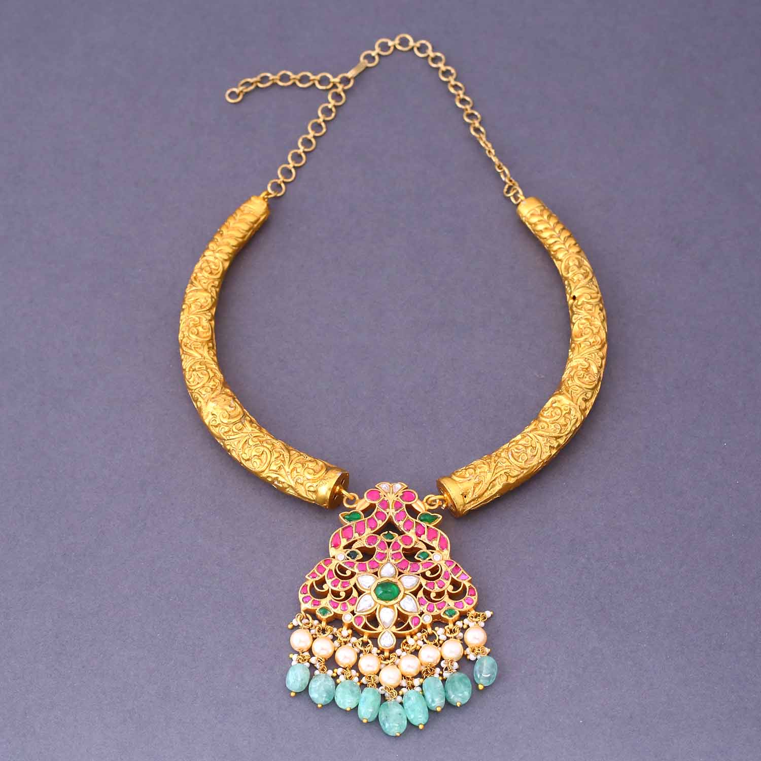 Multicolor Gagan Hasli Antique Jewellery Set- New Arrival - Image 3