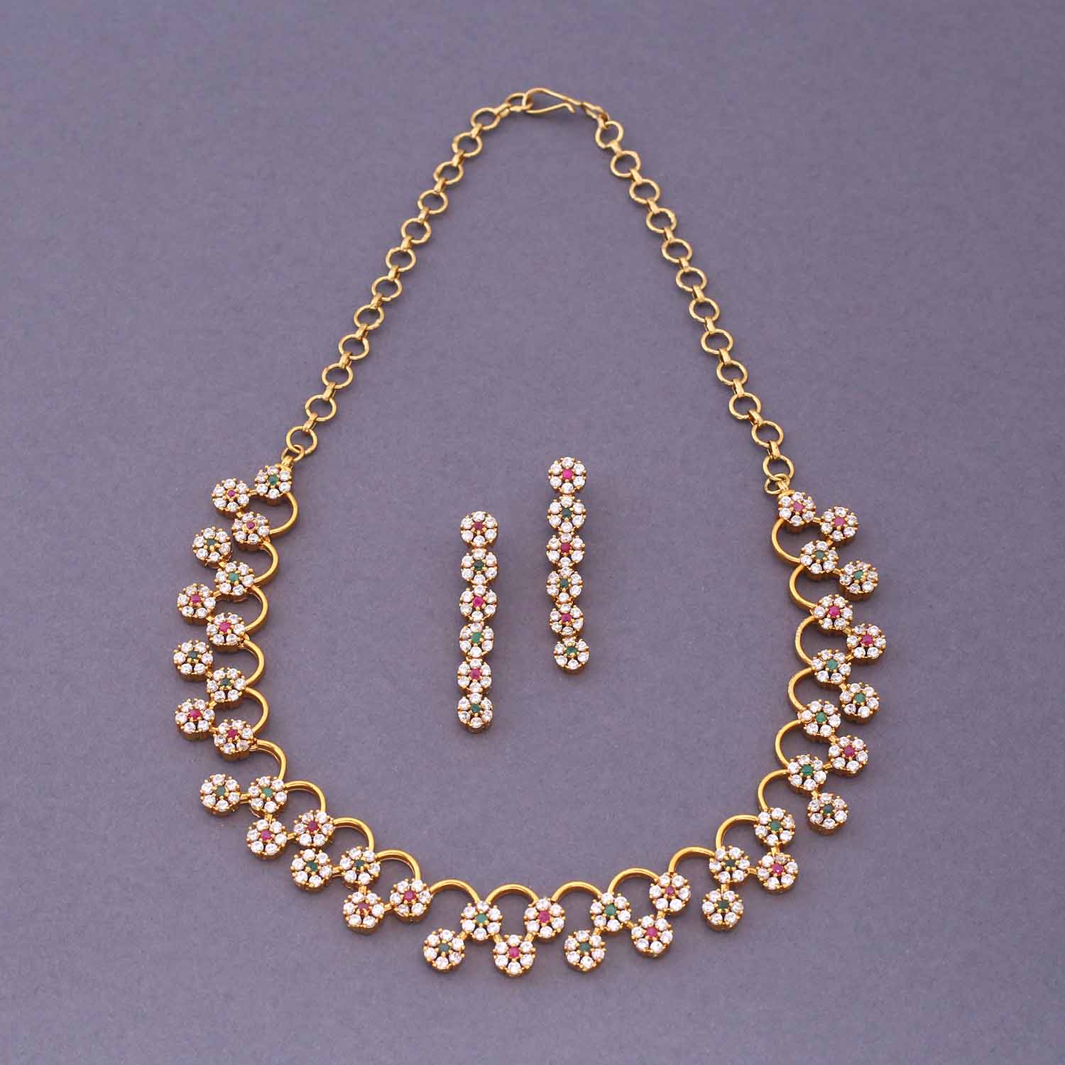 Multicolor Ganika Antique Jewellery Set - New Arrival - Image 3