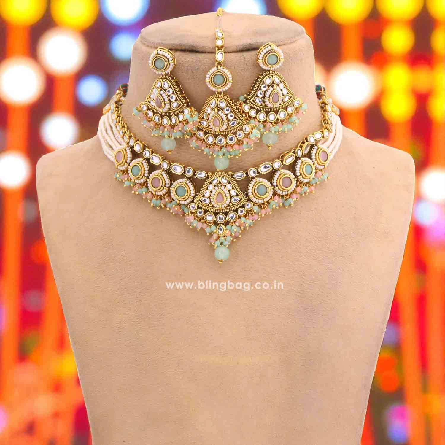 Multicolor Gitanjali Kundan Jewellery Set - Image 3