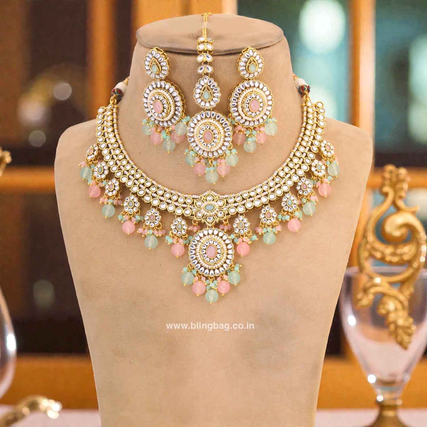 Multicolor Grishma Kundan Jewellery Set - Image 3