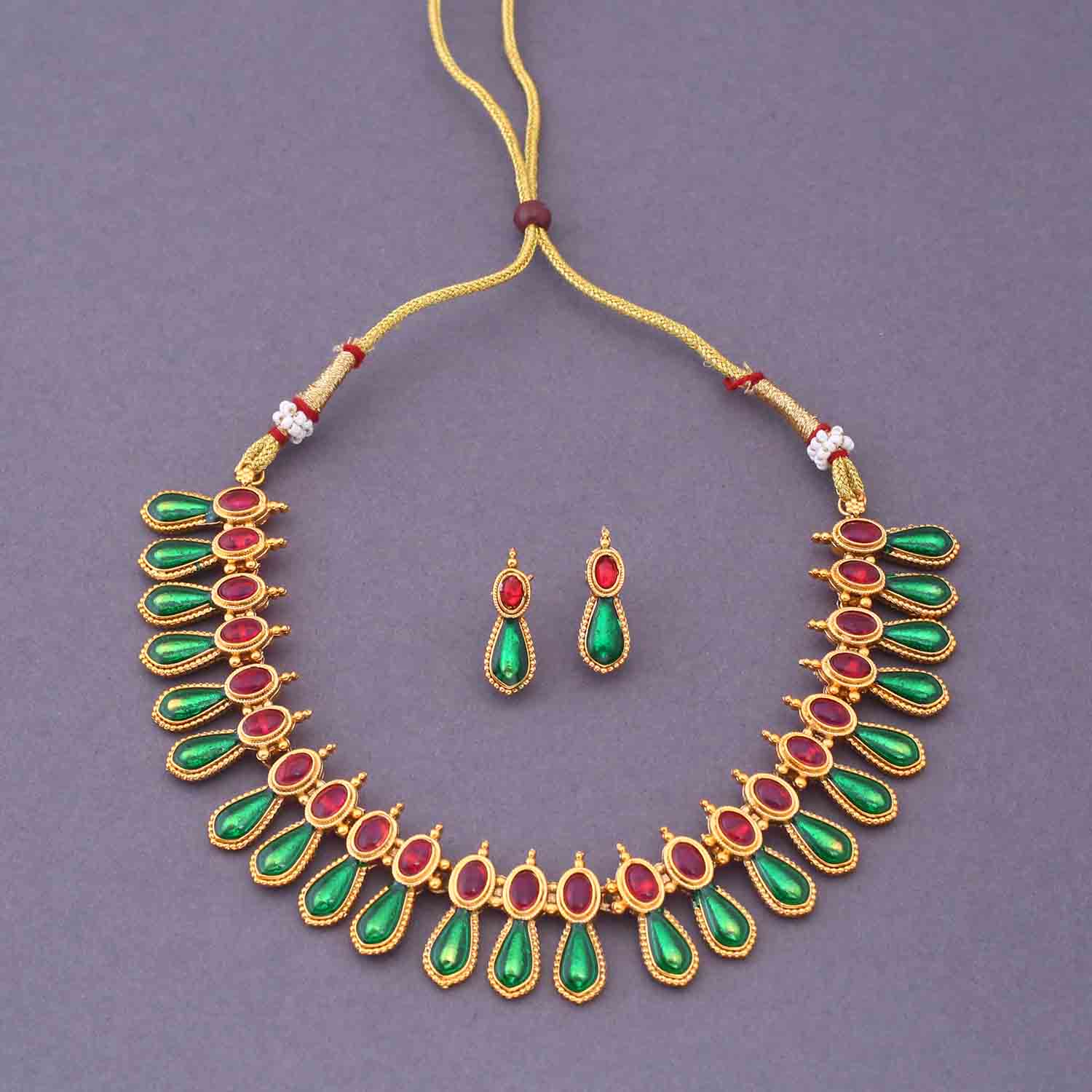Multicolor Gunasundari Antique Jewellery Set - New Arrival - Image 3