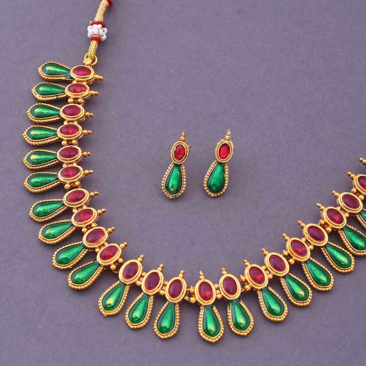 Multicolor Gunasundari Antique Jewellery Set - New Arrival - Image 4