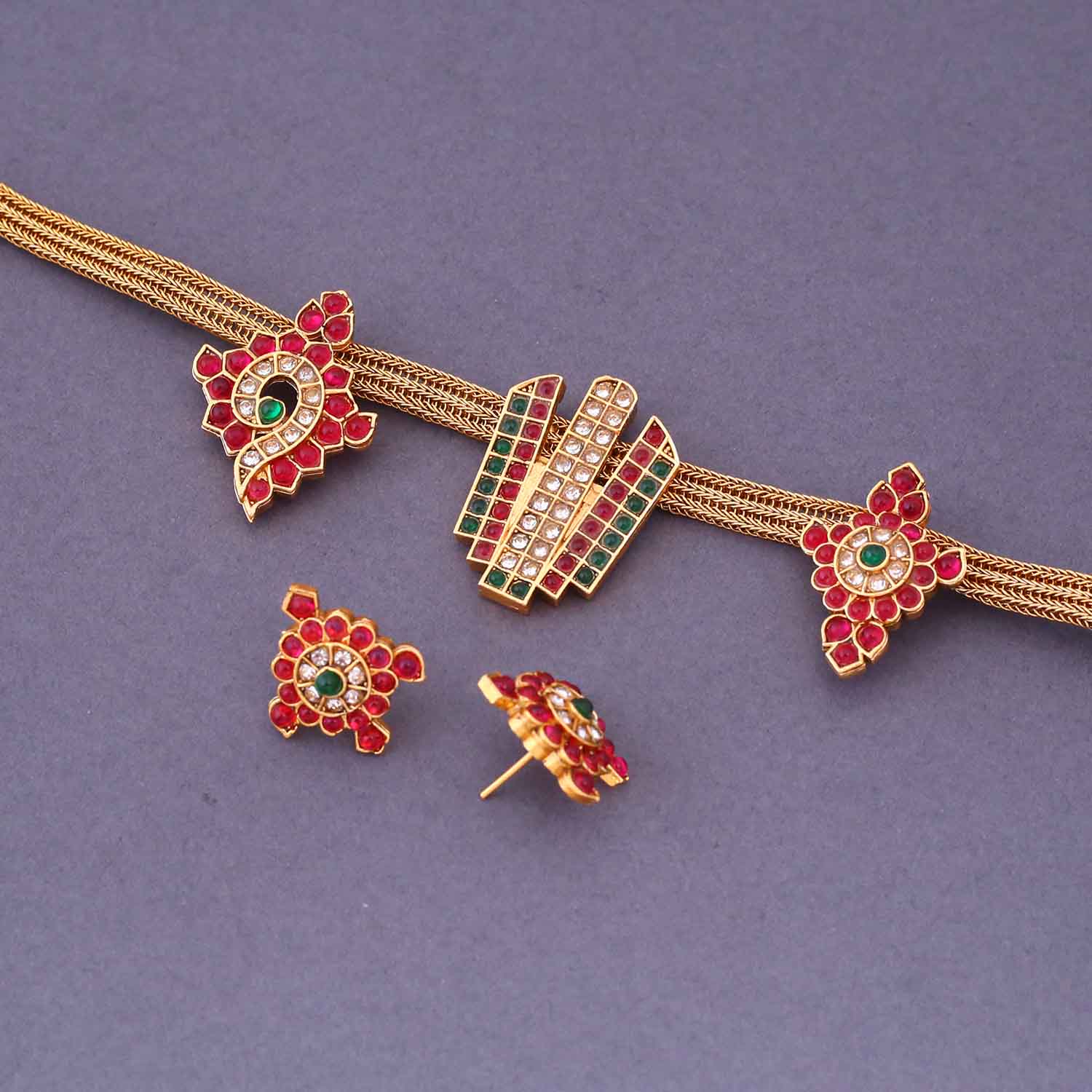 Multicolor Harkiran Antique Jewellery Set - New Arrival - Image 4