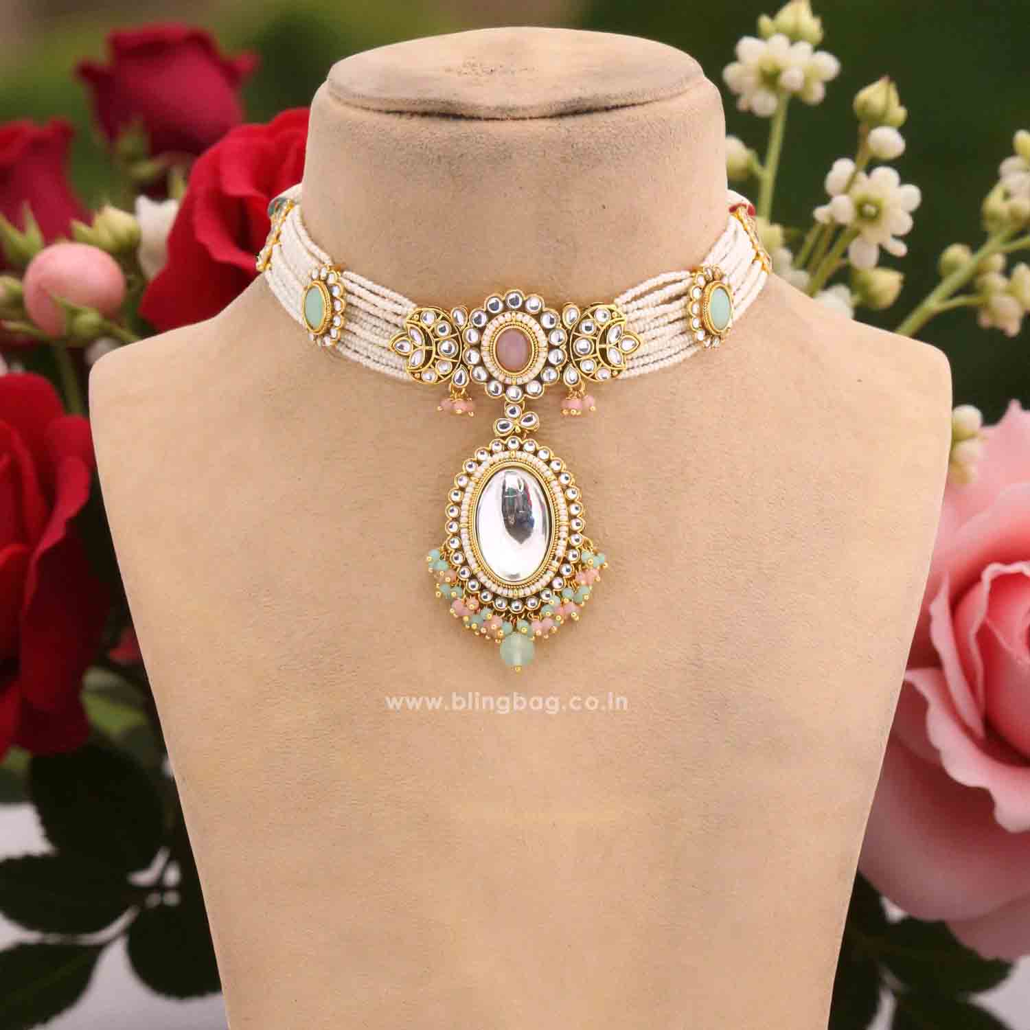 Multicolor Harshini Kundan Jewellery Set - Image 2