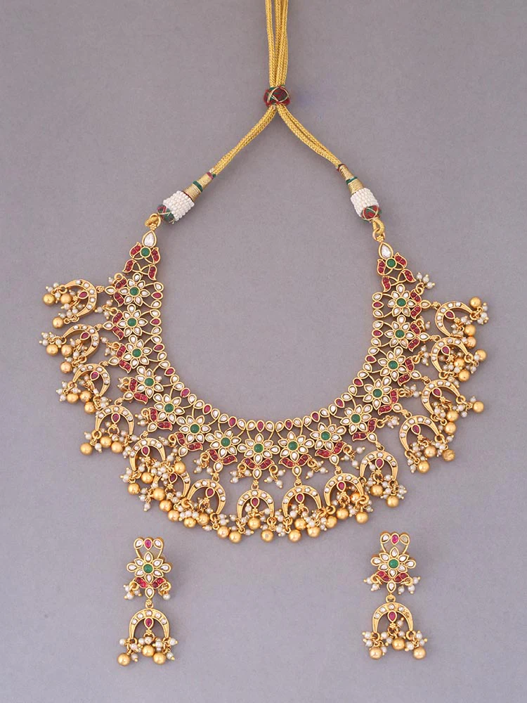 Multicolor Hayagriva Antique Jewellery Set - Image 4