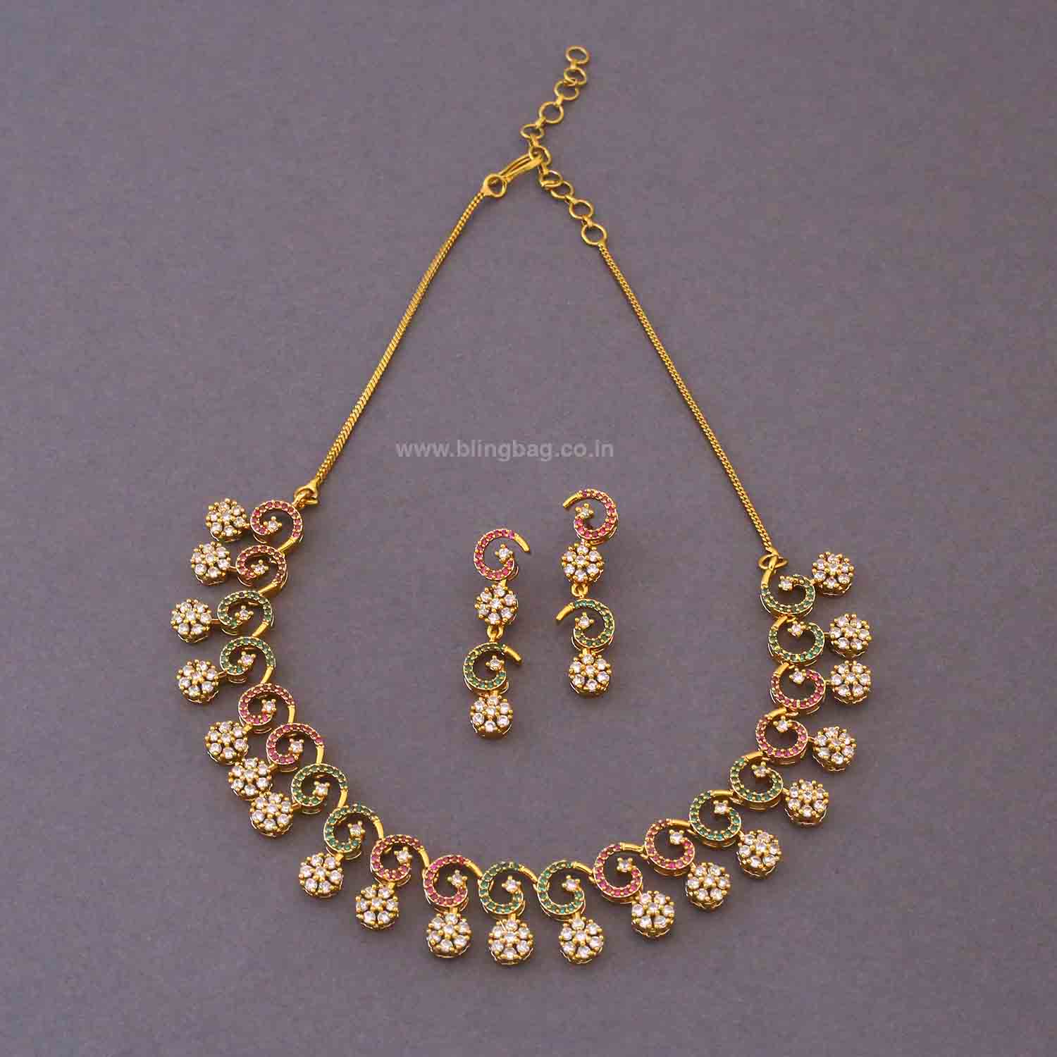 Multicolor Ihitha Antique Jewellery Set - New Arrival - Image 4