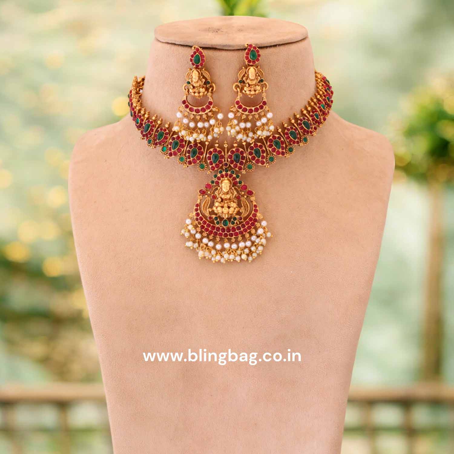 Multicolor Indra Temple Jewellery Set - New Arrival - Image 2