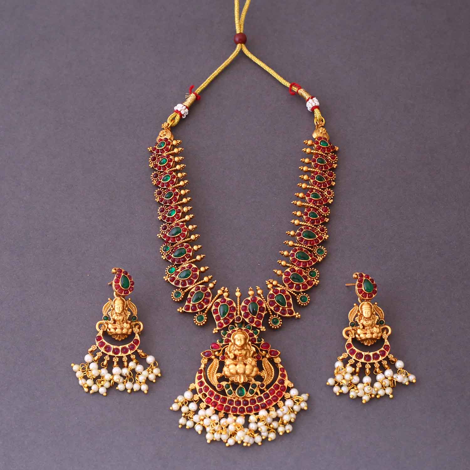 Multicolor Indra Temple Jewellery Set - New Arrival - Image 3