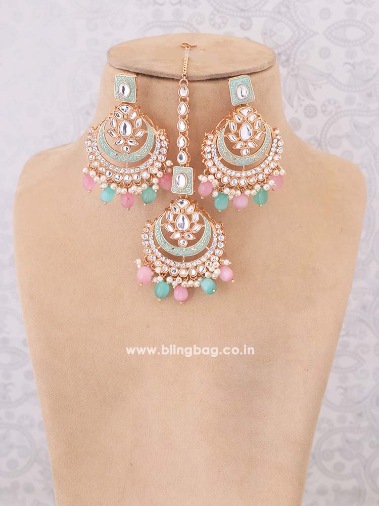 Multicolor Itkari Kundan Jewellery Set - Image 3