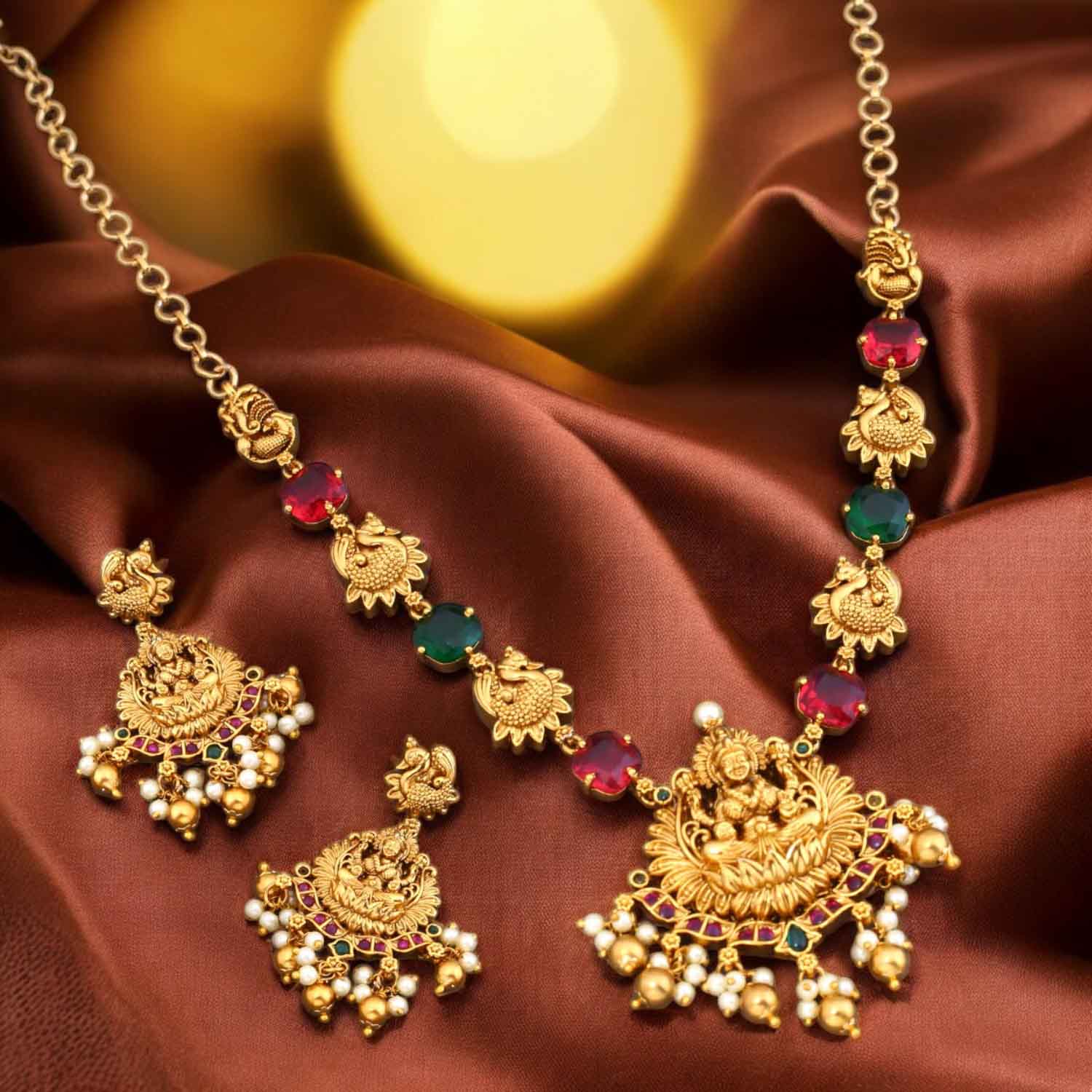 Multicolor Jaganmatai Temple Jewellery Set- New Arrival - Image 2