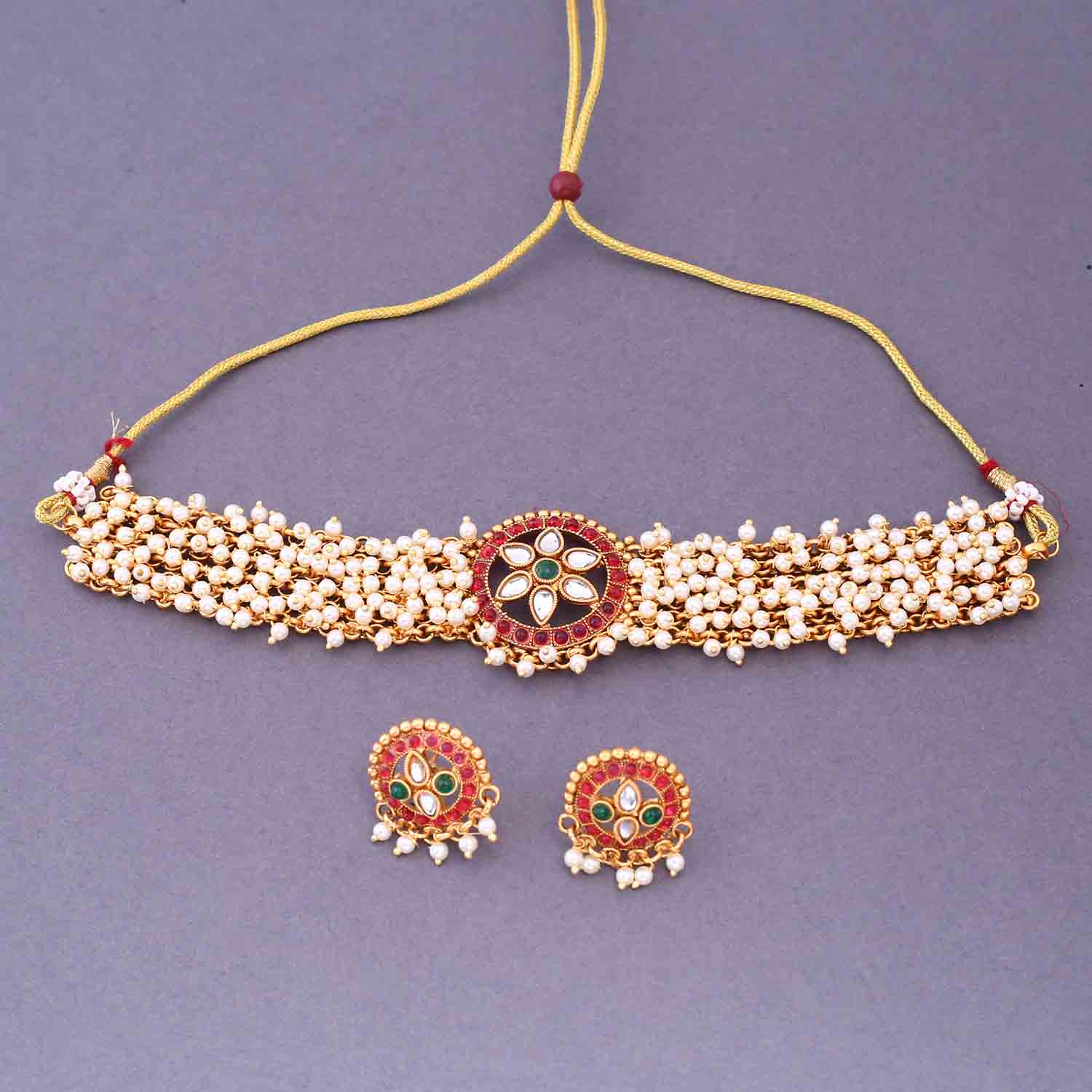 Multicolor Japleen Antique Jewellery Set - New Arrival - Image 3