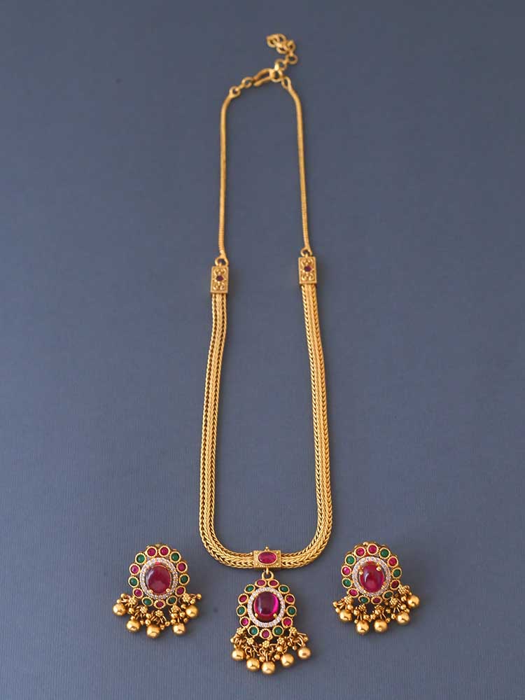 Multicolor Kailash Antique Jewellery Set - Image 3