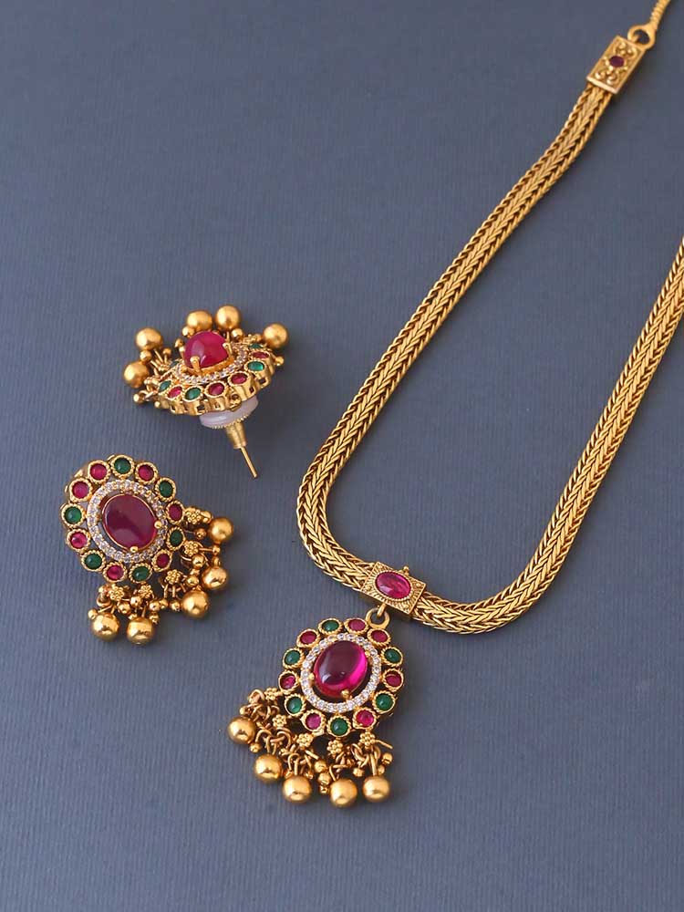 Multicolor Kailash Antique Jewellery Set - Image 4