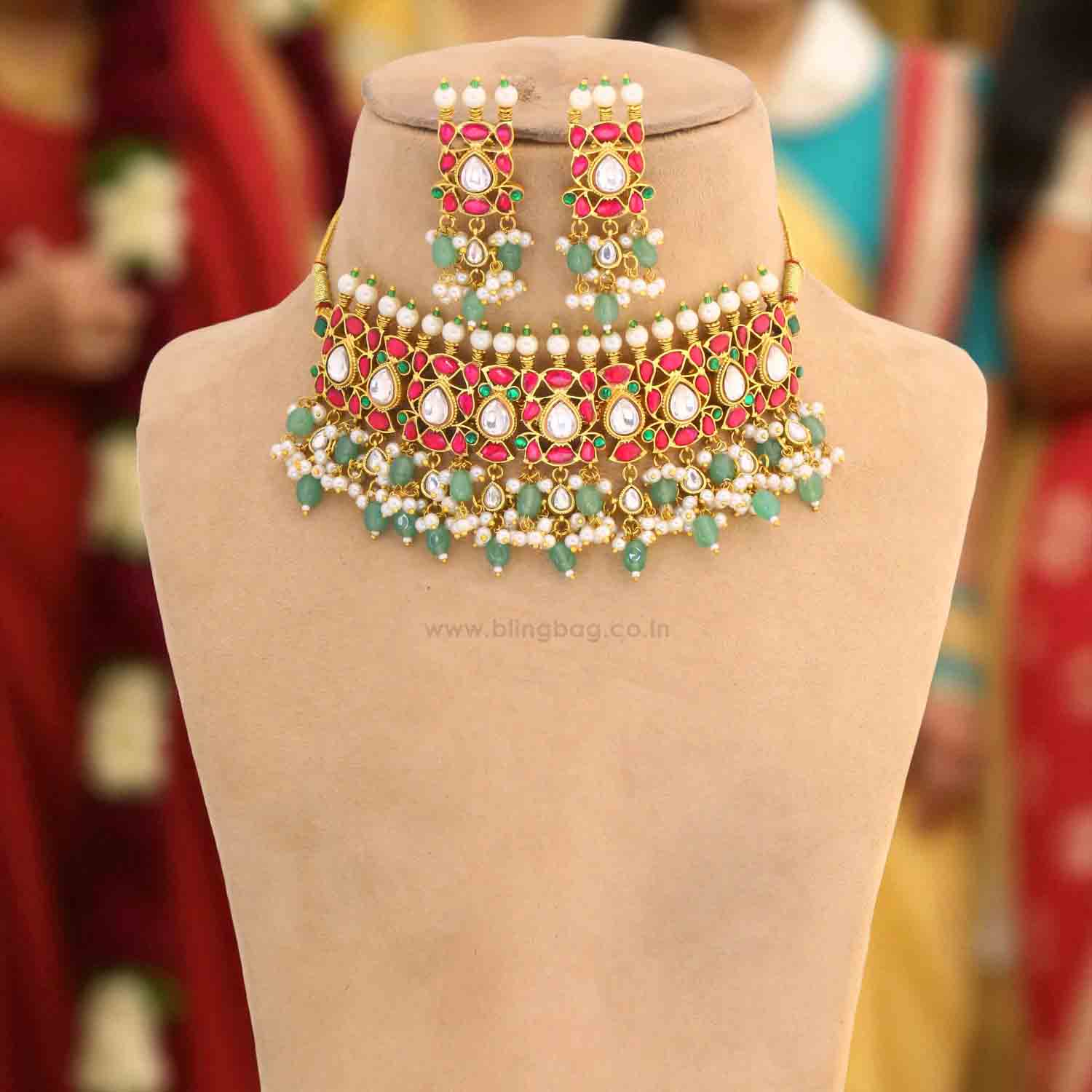 Multicolor Kalindi Antique Jewellery Set - New Arrival - Image 3