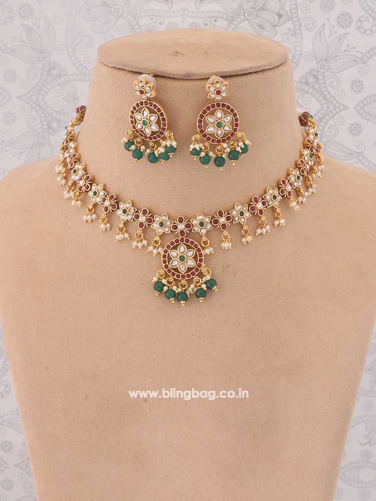Multicolor Kedarnath Temple Jewellery Set